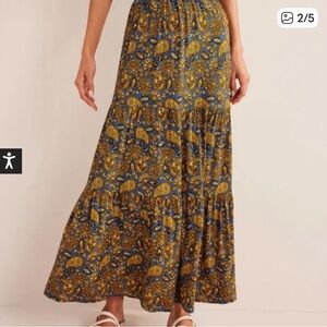 Boden Paisley Print Maxi Skirt - Blue and Gold
